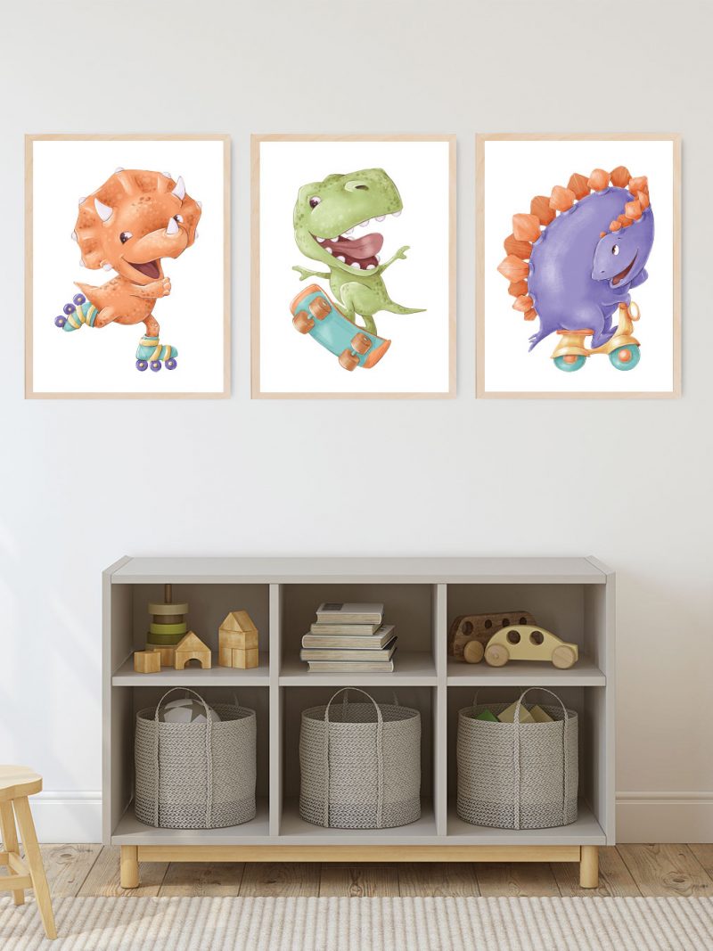 תמונות לחדר ילדים דינוזאורים שובבים